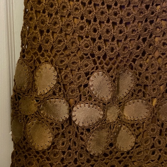 Vintage Crocheted  Brown Women’s Boho Skirt Size XL - Picture 4 of 11